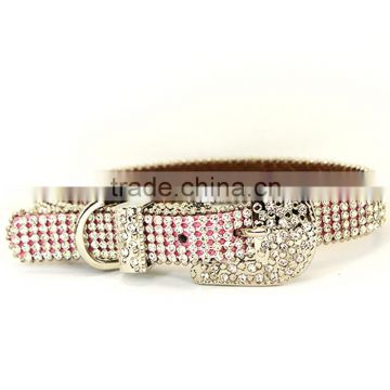 Rhinestone buckle full sparkling hot pink bling bling dog collar for pets