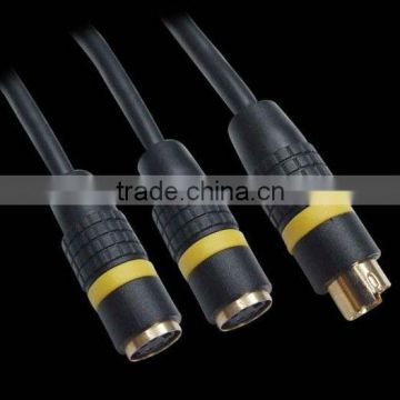 S-video MD4 Male to Dual Double Female Y cable splitter cable