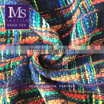 Mutil color plaid woolen tweed fabric cotton nylon blend fabric 145cm width