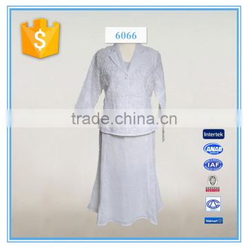 Women embroidery white skirt church suit