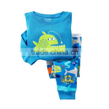 S32656W Wholesale OEM Lovely Comfot Cartoon Print Pajamas Set For Kids 2 Piece 100% Cotton Sleepwear