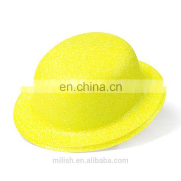 MH-2145 Classic Party kit PVC Hot Yellow Plain Plastic Bowler Derby Hat