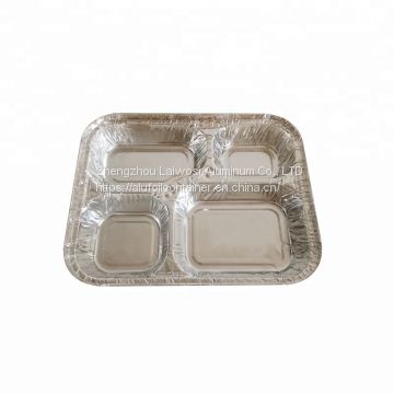 Food Lunch Box 4 compartment Rectangular Disposable Aluminum Foil Container