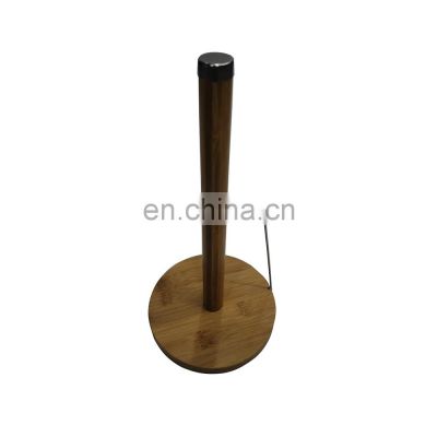 Customized Bamboo Wood Counter Top Slim Paper Towel Holder Stand Dispenser