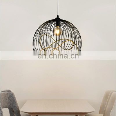 HUAYI Minimalist Design Iron Rattan 60w Living Room Coffee Shop Nordic Modern Ceiling Chandelier Pendant Light