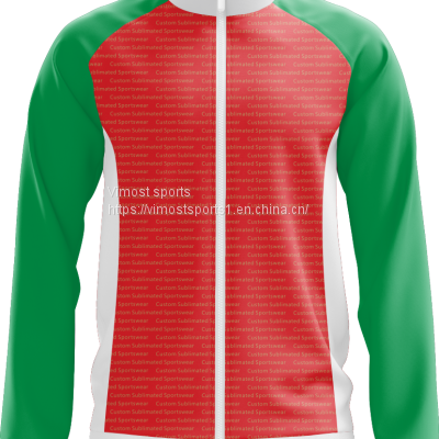 Red and Green Custom Sublimation Jacket with White Zipper