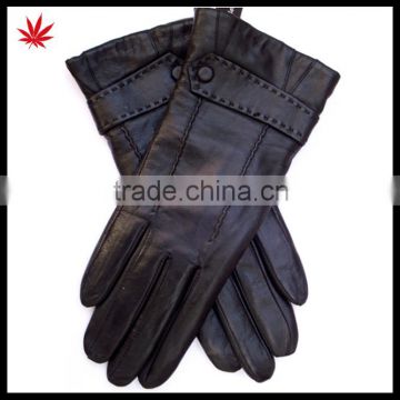 Women's New Style sheepskin Leather Gloves with Button