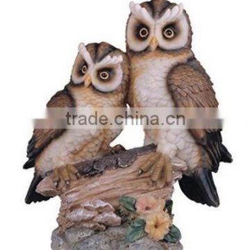 6.5 Inch Brown Owl Perched on Tree with Flower Statue