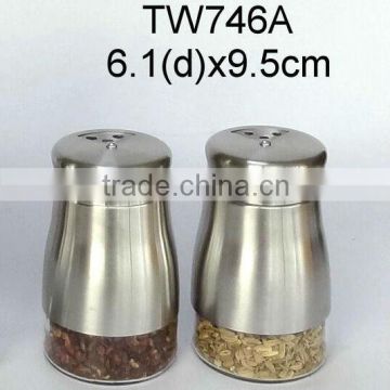 TW746A glass spice jar with metal casing