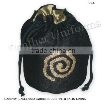 Juco fabric pouch with satin lining