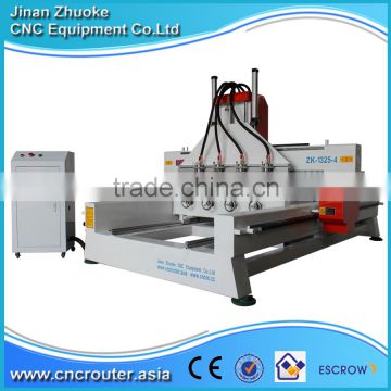Multy Spindle Hot Sale Woodworking CNC Router 1325 With 4 Rotary Axis PCI NCStudio Control ZKM-1325-4