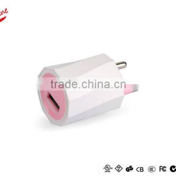 USB adaptor EU PLUG mobile used wall charger mirco USB Fast charging unique shape wall charger Customized made color