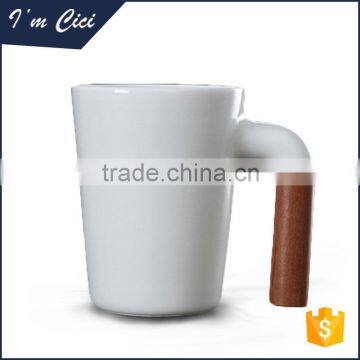 Handmade ceramic mug with wooden handle CC-C029