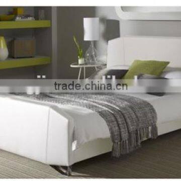 Home Furniture White PVC Leather Latest Double Bed Design