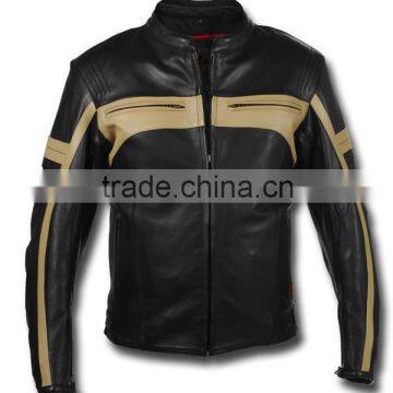 Black and khaki colour men leather jacket & Biker style super look