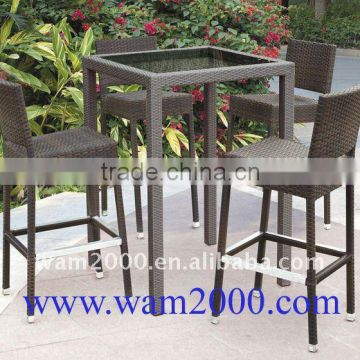outdoor rattan bar high table and chairs for garden