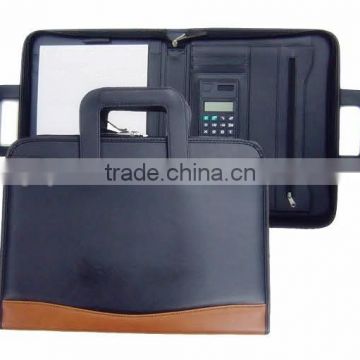 A4 leather notepad briefcase, business portfolio with handle