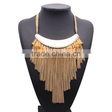 New design Bohemian style multi chain tassel crystal pendant necklaces