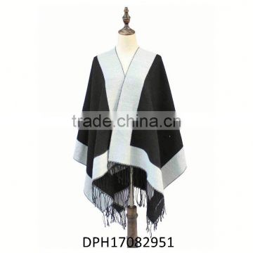 cheap winter thick knited origin of poncho with fringe