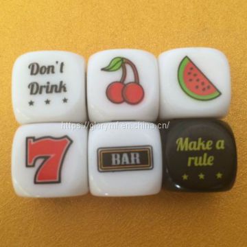 wholease heat printing D4,D6,D8,D10 kinds of plastic acrylic dice/board game dice