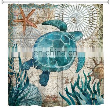 New Design Marine Organism Theme Polyester shower curtain