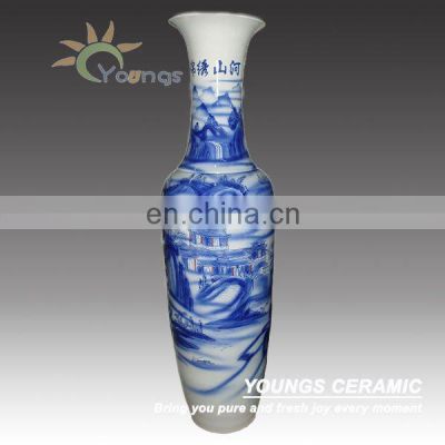 Blue&White Ceramic Large Huge Vase With Landscape Design