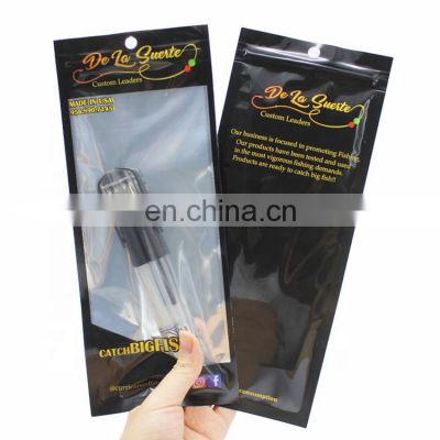 Factory custom printing clear window zipper fish lure pouch plastic fishing bait bags