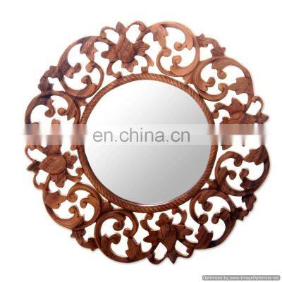 wooden antique wall mirror