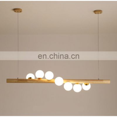 High Quality Nordic Luxury Modern Pendant Light Living Room Hotel Wooden Glass G9 LED Chandelier for Decor