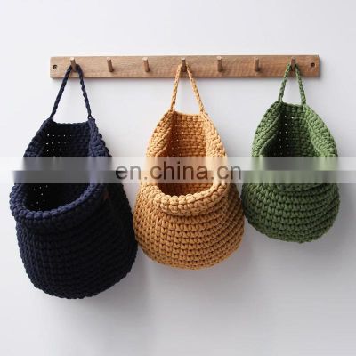 Hot Sale Crochet Wall Hanging Storage Basket Toys Storage, Neutral Nursery Decor Vietnam Supplier Cheap Wholesale