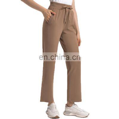 Drawstring High Waist Side Pocket Good Quality Training Sports Fitness Jogging Pants Ladies Casual Exercise Wear Jogger Pants