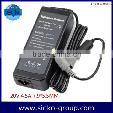 Charger Supply AC Adapter Laptop Charger 20V 4.5A 7.9*5.5MM For Lenovo