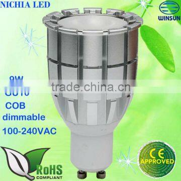 NICHIA led cob gu10 spotlight 9W 100-240VAC with 3 years warranty