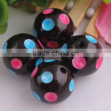 WOW!! Wholesale 20mm fashion polka dot acrylic chunky black solid beads for necklaces making!