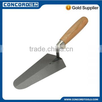 Gauging trowel with wooden handle, metal end cap, carbon steel blade Metal End Cap