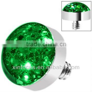 Light Green Glitter Dome Dermal Top body piercing accessories