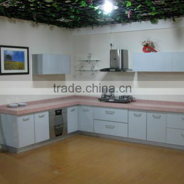 UV faced MDF material white colour kitchen cabinet design