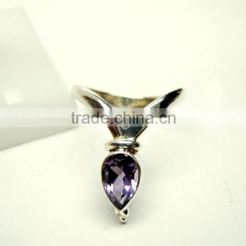 Amethyst Tear Drop 925 Sterling Silver Handmade Ring, Purple Gemstone Silver Jewelry,Designer Oxidized Silver Handmade Jewellery