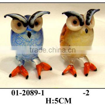 glass angry owl with orange claw for home decoration
