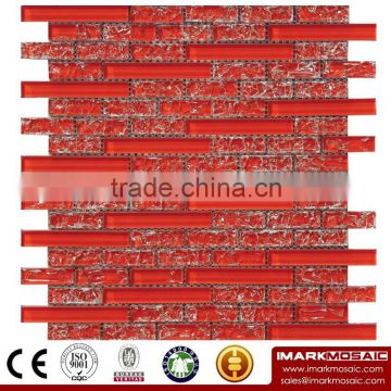 IMARK Red Color Crystal Glass Mosaic Tiles with Ice Crackle Mosaic Tiles for Wall Backsplash Code IVG8-060