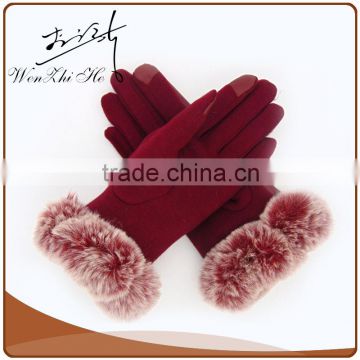 Warm Lined Stripe Red Back Cow leather Racing Gloves For Women