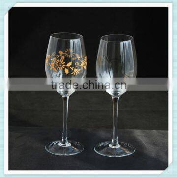 wine glass with gold decal logo