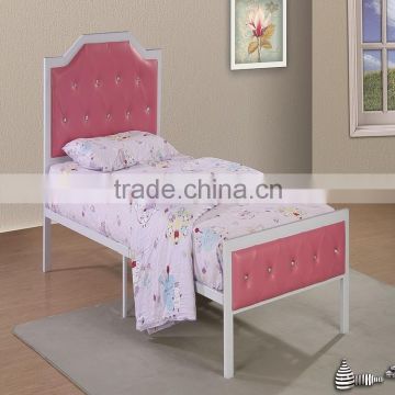 Pink Colorful Metal leather Single metal Beds furniture