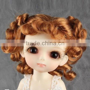 new arrival cute short curly caramel bjd/blythe doll wig with curly bangs