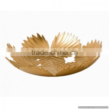 leaf shape gold plated metal decorative bowl