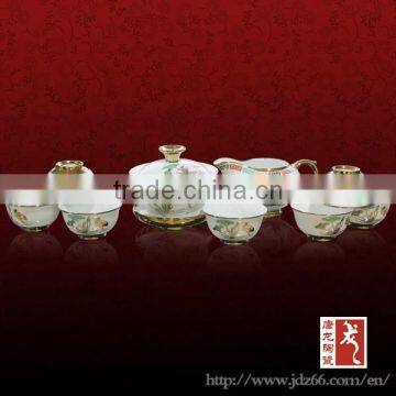 Chinese design high quality handpainted ceramic gold turkish tea set for home decoration