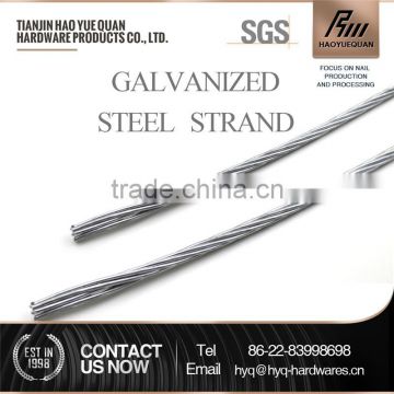galvanized steel wire strand 1x7 1.2mm 6x24 steel wire rope 6mm