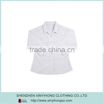 Plus Size White Color Cotton Stretch Soft Fashion Ladies Long Shirts