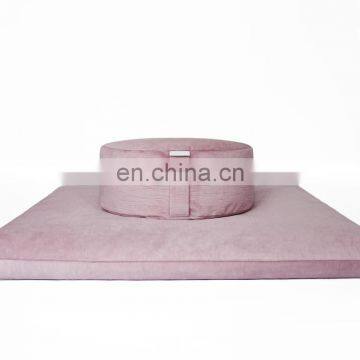 Eco friendly Velvet Buckwheat Removable Yoga Floor Chair Meditation Cushion and Mat Set