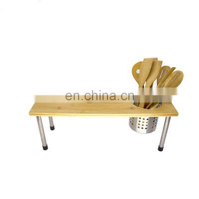 Wholesale Multifunctional Bamboo Serving Tray with Stainless Steel Cans shelf